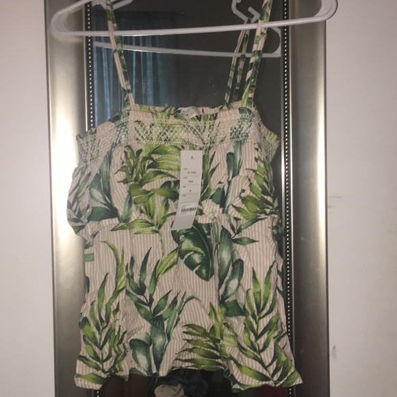 pink and white stripe and palm leaves tank top - Picture 5 of 5